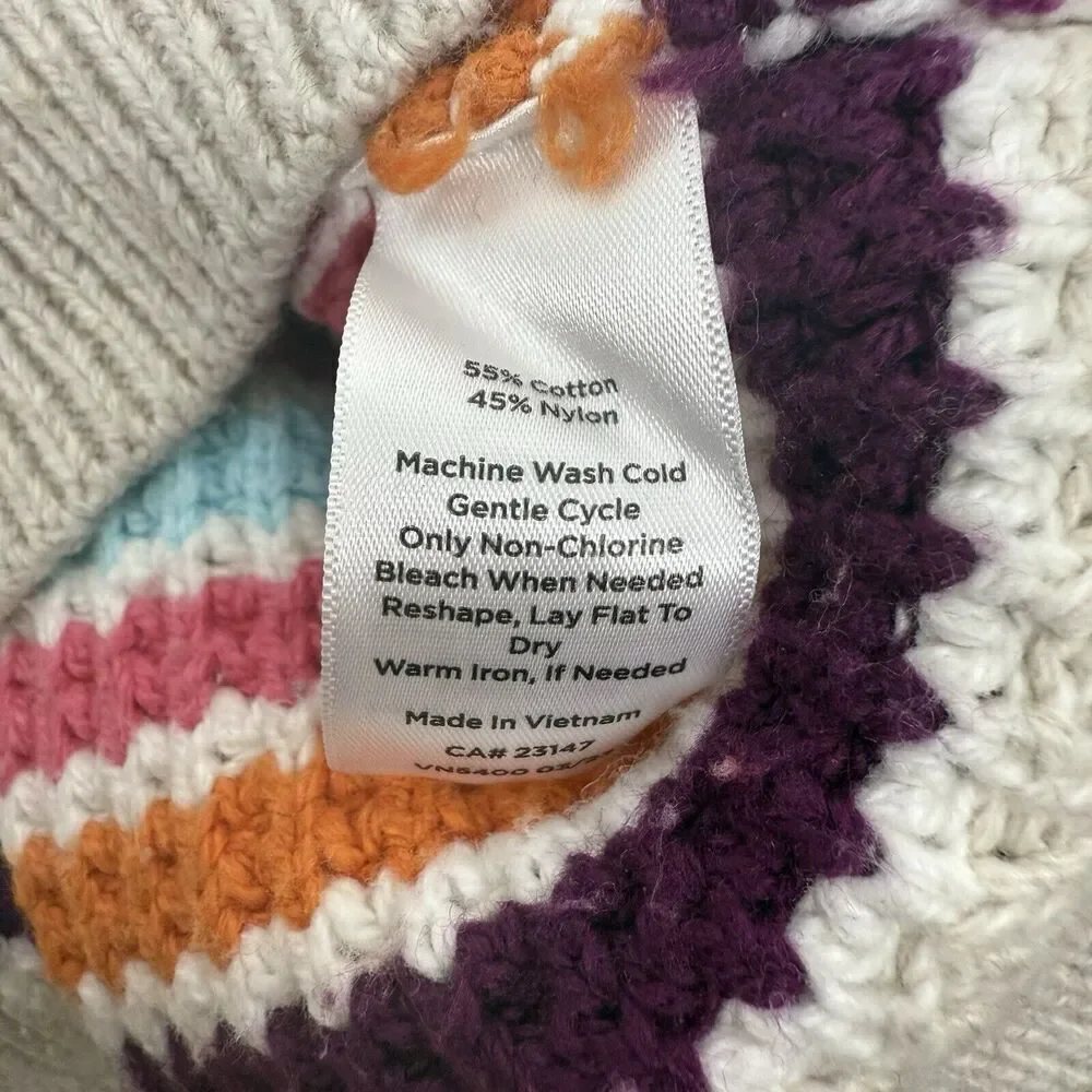 Talbots Mockneck Sweater Women L Happy Stripe Classic Cotton Blend Preppy Fun‎ - Picture 10 of 15